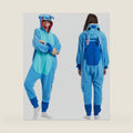 Adult Blue Alien Animal Onesie Costume, Soft Plush Hooded Pajamas for Halloween Cosplay, Party, Lounge and Sleepwear