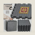Unordinary Granny® Crochet Blocking Set-9Pc Extra Thick 12x12 Interlocking EVA Foam Mats with Grids, 150 T-Pins, Premium Felt Bag and a Cotton Pouch, Grey
