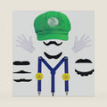 Bros Mary & Luigi Hat Costume Mustaches Gloves Buttons for Halloween Costume Cosplay