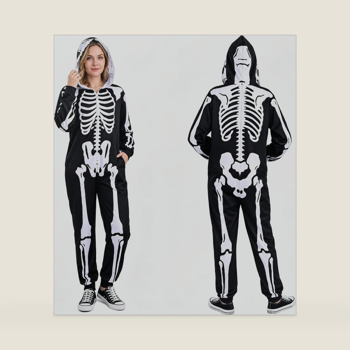 Halloween Skeleton Costume Adult, Skeleton Onesie for Women & Men