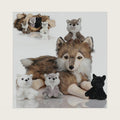 Youthfuljive 5 Pcs Wolf Stuffed Animal Plush Set 16 Inch Mommy Stuffed Wolf Plush Toy with Babies 4 Baby Wolves, Realistic Plush Wolf Toys Wolf Plushies Pillow for Kids Boys Girls Birthday Decor