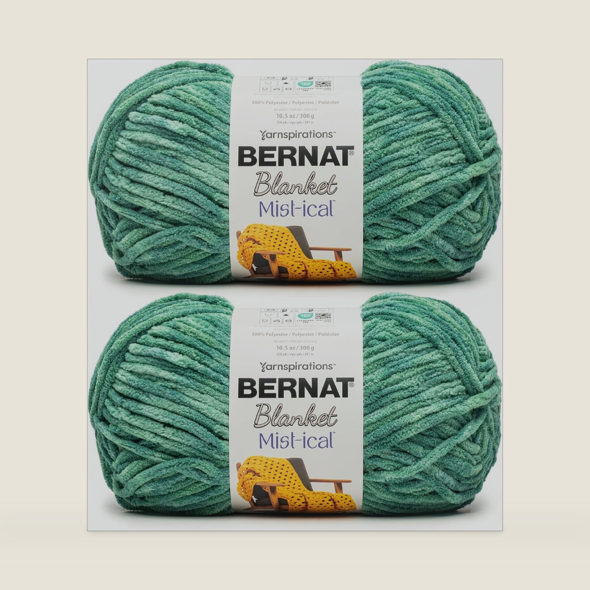 Bernat Blanket Mist-ical Crochet Soft Chenille Yarn, Spearmint, 2-Pack