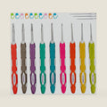 Ryhiac 9 PCS Longer Ergonomic Crochet Hooks Set USA Standard Size B to J 2.0mm-6.0mm Soft Grip Handles Smooth Crochet Needles Knitting Needles for Arthritic Hands,Beginners(Set C)