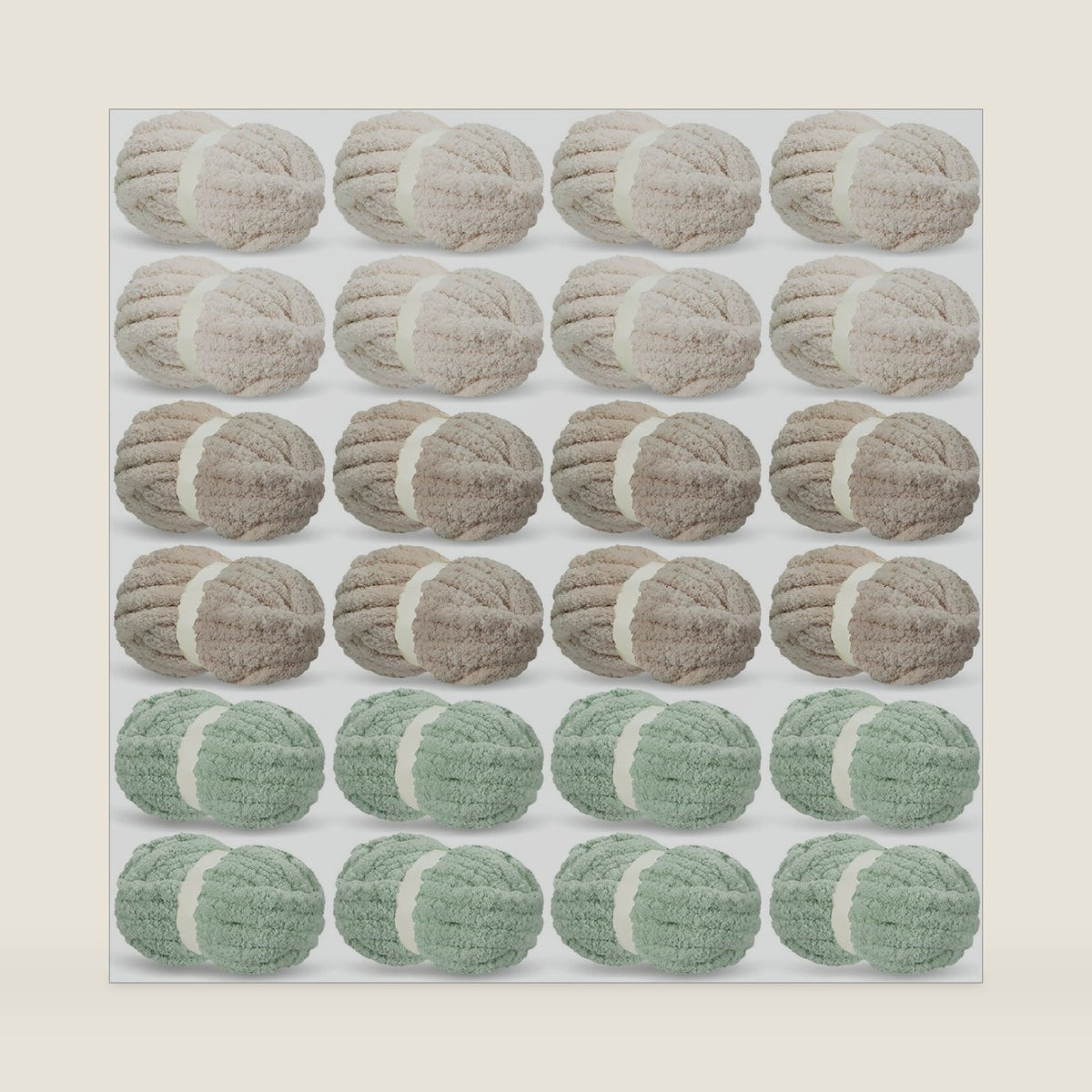 Timgle 24 Pack 3/4 Inch Chunky Chenille Yarn for Hand Knitting, Neutral Mix