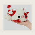 Onsoyours 9 Inch Cow Plush, Cute Mushroom Love Cow Red and White Stuffed Animal, Little Ultrasoft Plush Toy Gift for Kids