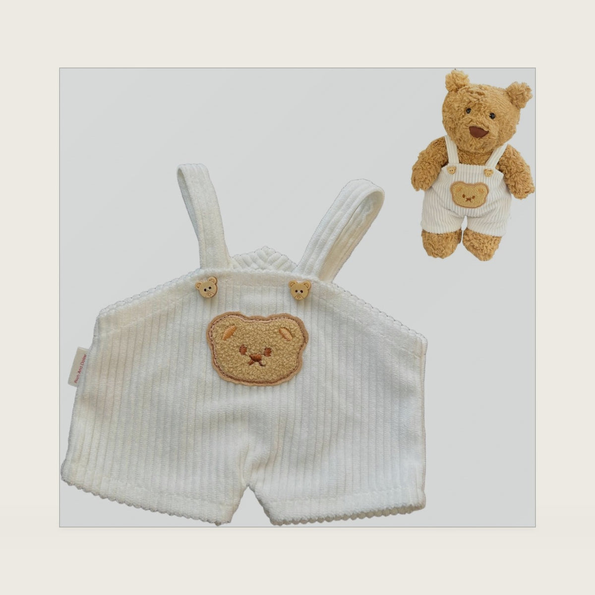 9-12"/30cm Teddybear Outfit - Corduroy Overalls Doll Clothes for Bartholomew Bear Stuffed Animals（NO Doll）