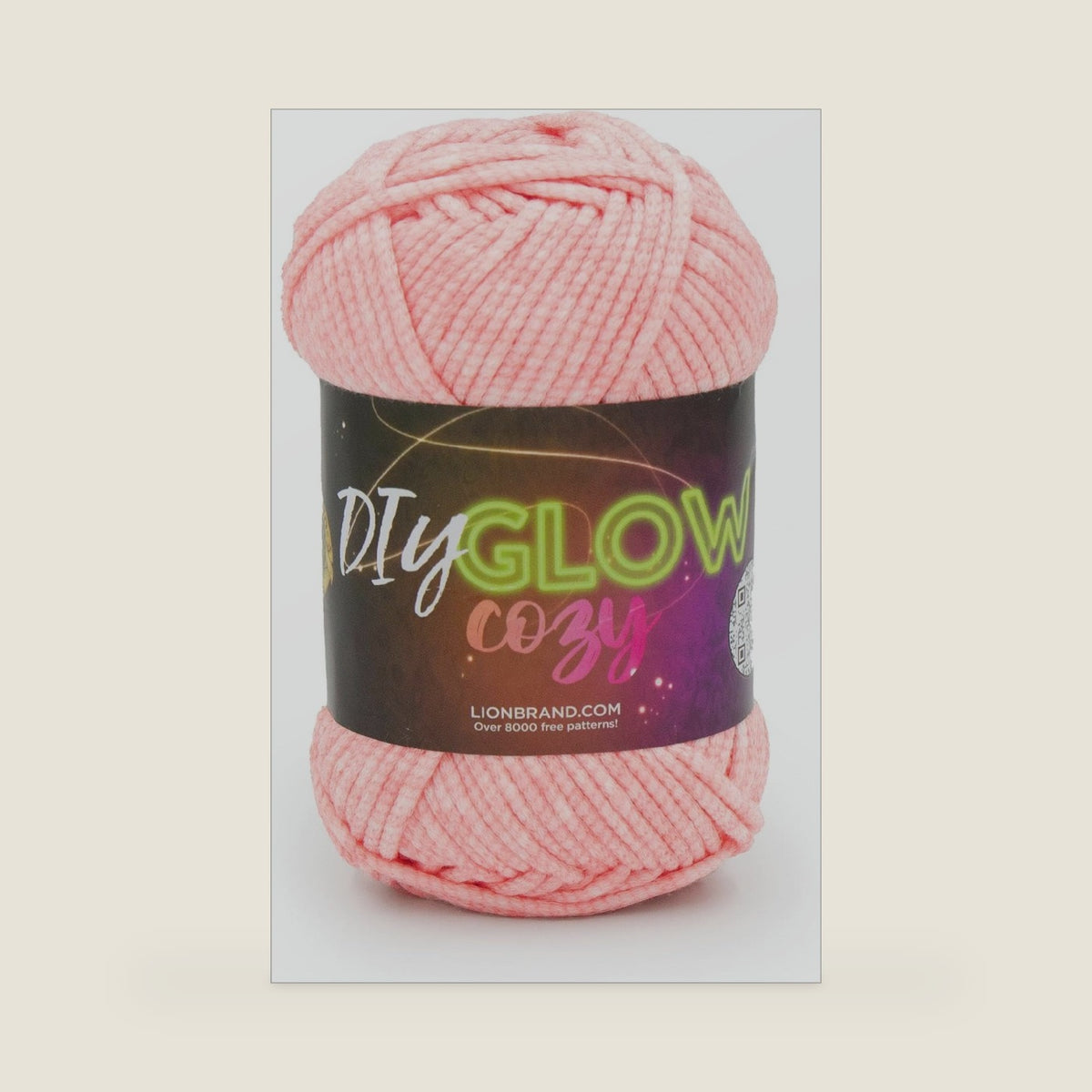 Lion Brand Yarn, DIY Glow Cozy Glow in the Dark Yarn, Pink, 1 Pack