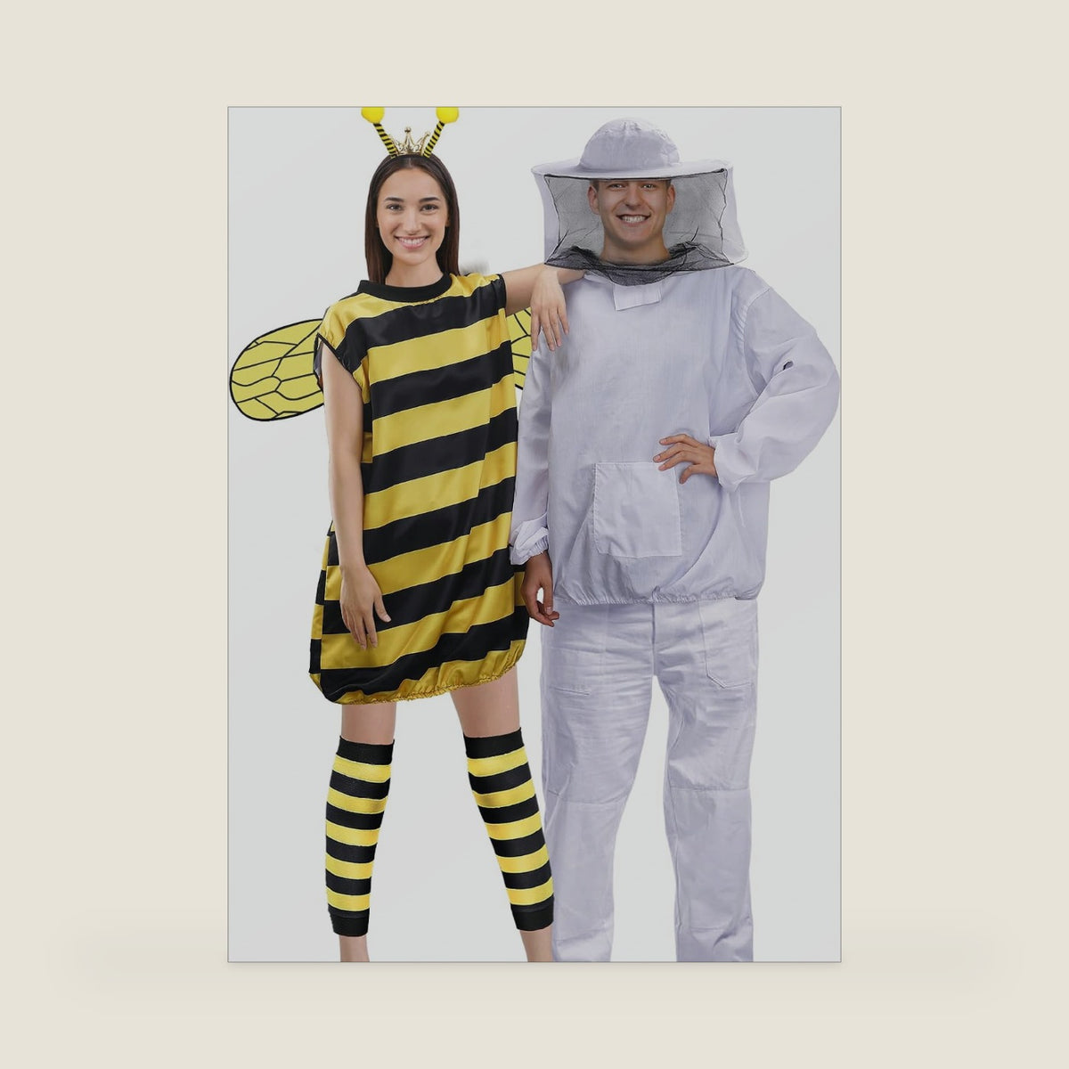 MEWTOGO Couples Halloween Costumes for Adult, Funny Bee and Beekeeper Suit