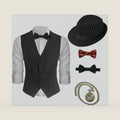 1920s Mens Costume Accessories Set Vintage Gatsby Gangster Vest