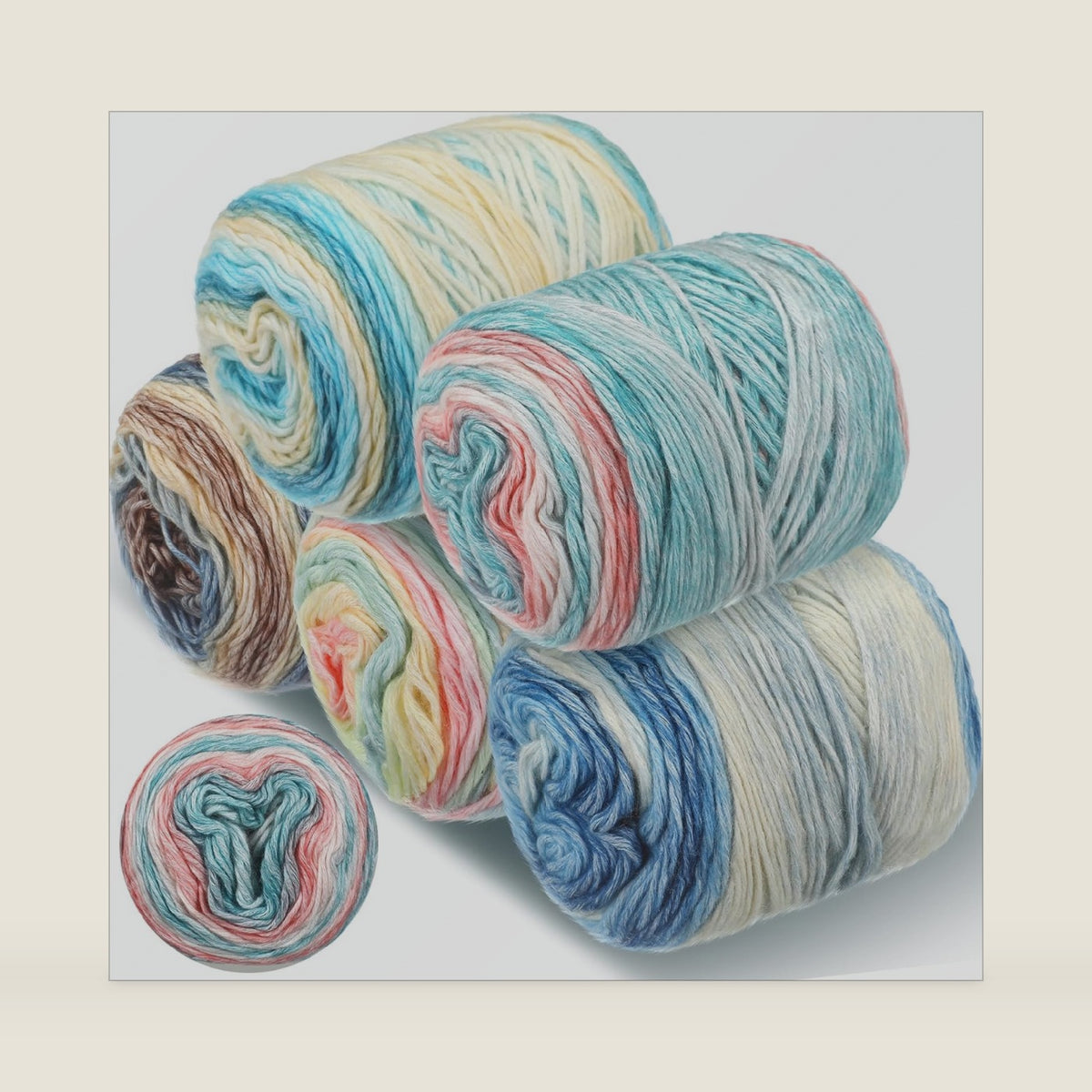 Timgle 5 Rolls Ombre Gradient Cake Yarn for Crocheting Knitting, Blue