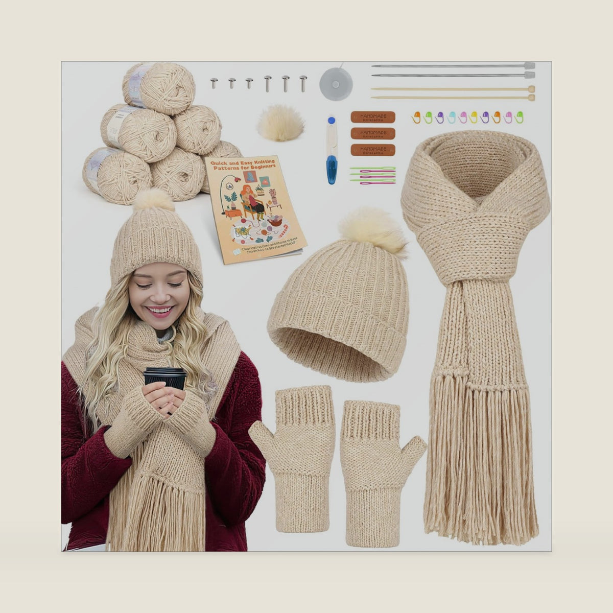 Katech Knitting Kit for Beginner- Learn to Knit Kit for Adults & Kids