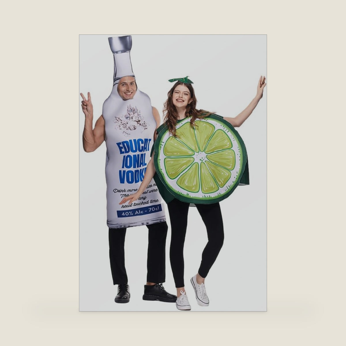 EraSpooky Vodka Bottle and Lime Couple's Tunic Costume Funny Halloween Adult Food Party Outfits