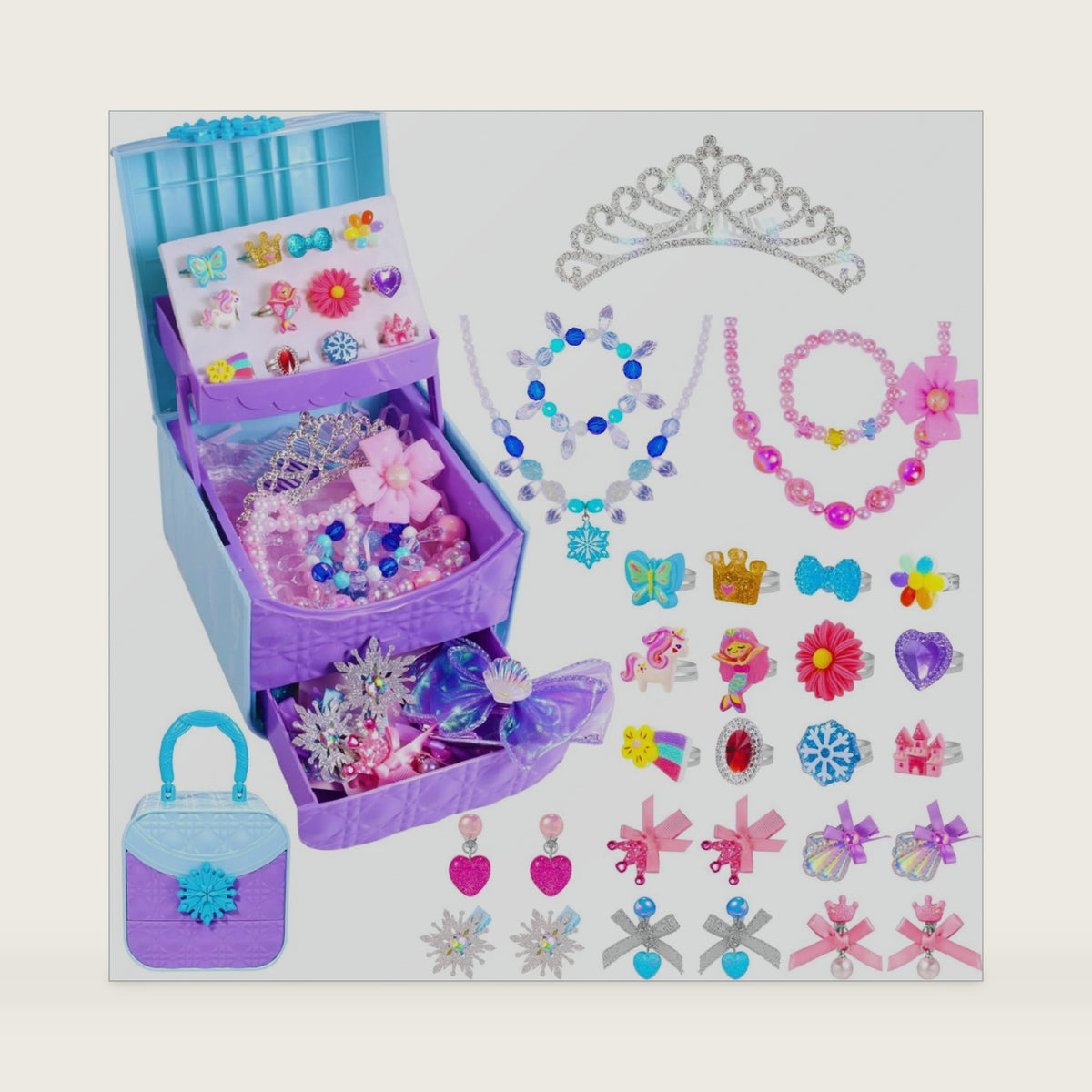 PinkSheep Princess Kids Jewelry for Girls: Toddler Dress Up Unicorn Toy Set