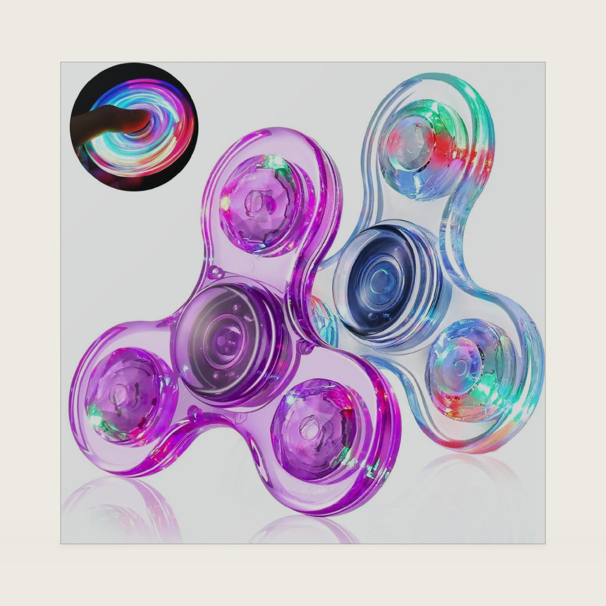 Gigilli Fidget Spinners for Kids 2 Pack, Light up Sensory Fidget Toys Adults Kid 4-8-12, Glow in the Dark ADHD Autism Toys 5-7 Boys Girls, LED Classroom Prizes Party Favors Mini Fidgets for Toddler