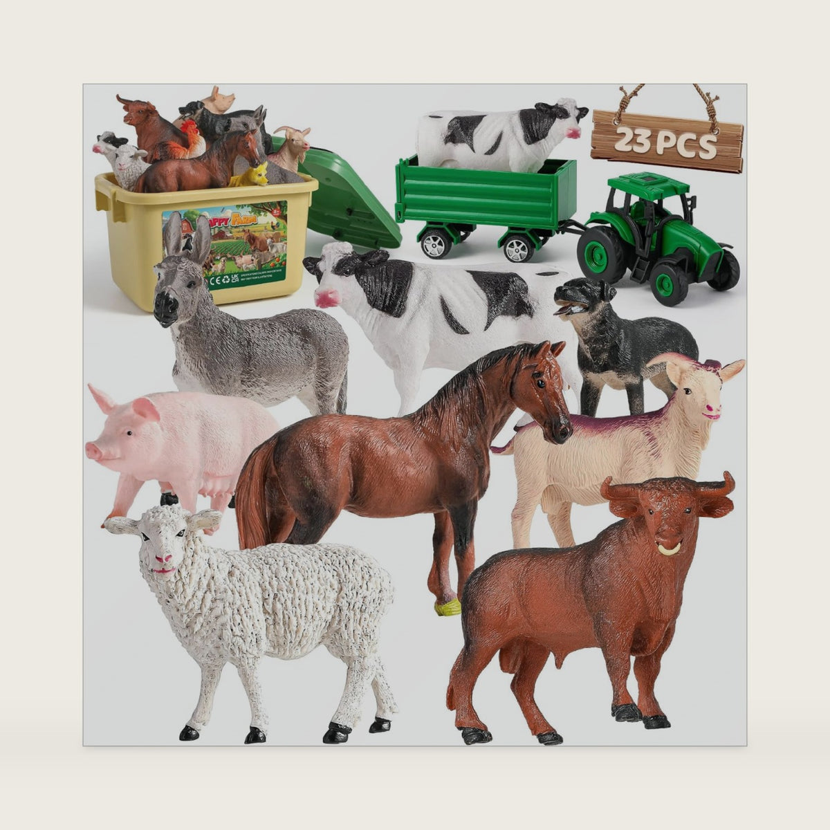 23 PCS Farm Animal Toys with Animal Figures for Toddlers Kids 3-5