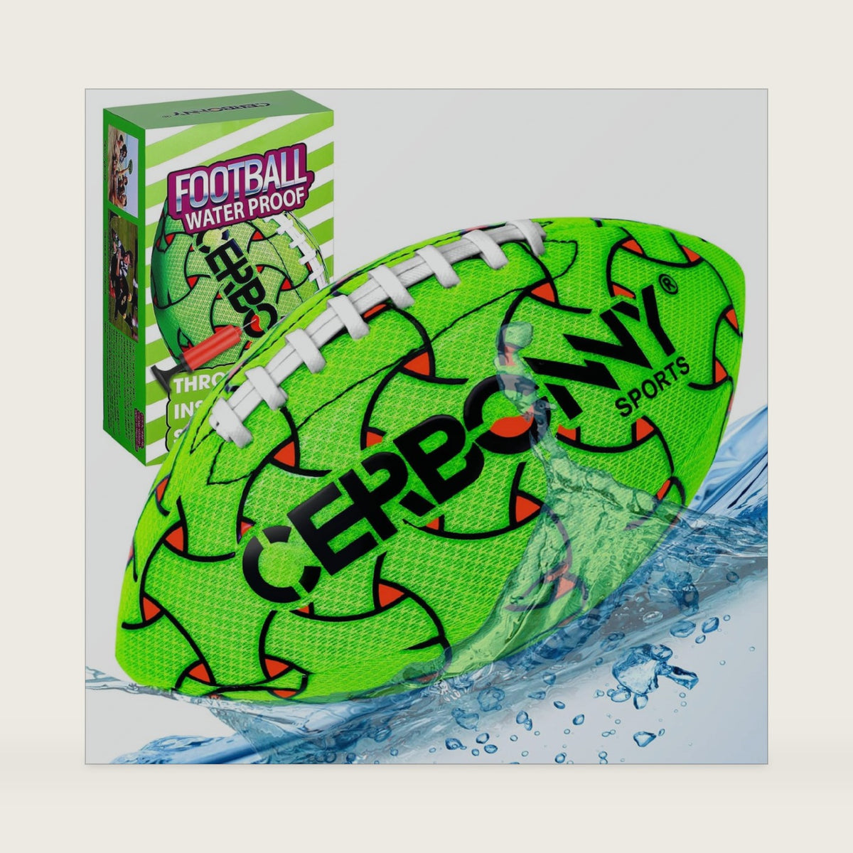 CERBONNY Waterproof Football for Kids Ages 3-12, All-Weather Youth Training Football for Beach/Backyard/Grass