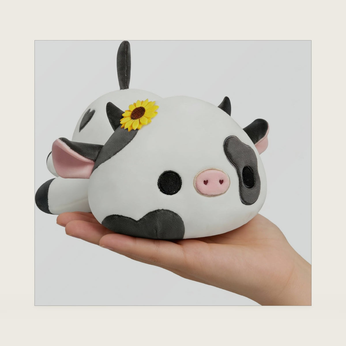 Onsoyours 9 Inch Cow Plush with Sunflower Headwear, Cute Milk Love Cow Flower Stuffed Animal, Little Ultrasoft Plush Toy Gift for Kids