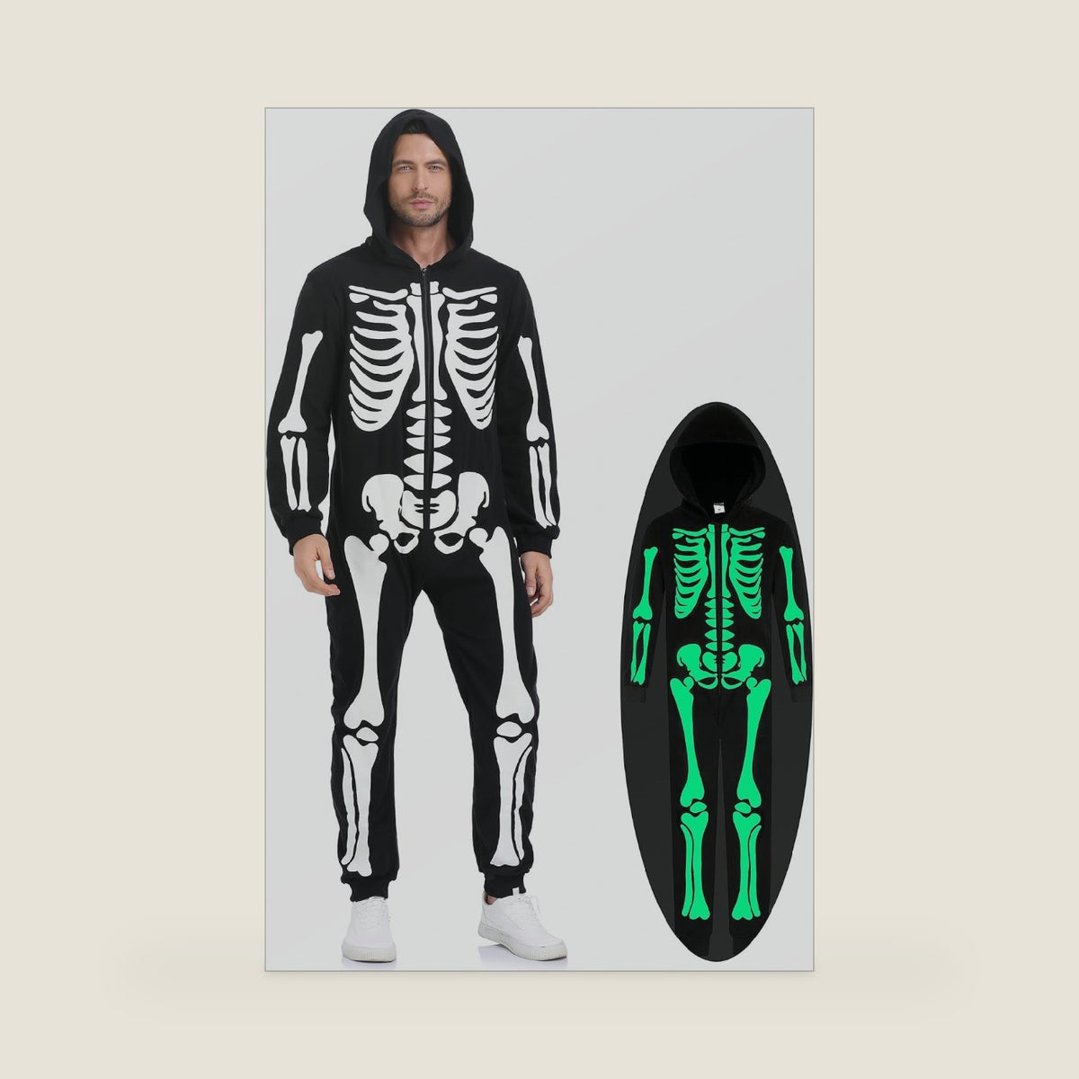 Men Women Skeleton Costume Glow in the Dark Skeleton Jumpsuit Costume for Adult Halloween Costume