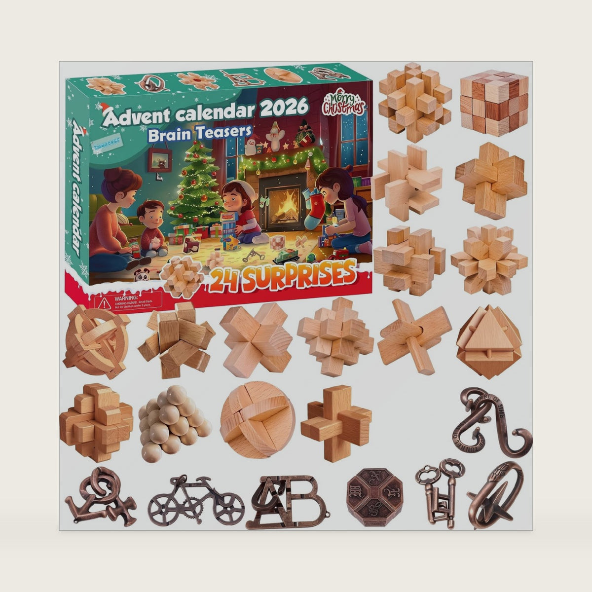Advent Calendar 2026-24 Days of Brain Teaser Puzzles Toys Kit - Christmas Countdown Gifts for Girls Boys Adults and Teenagers