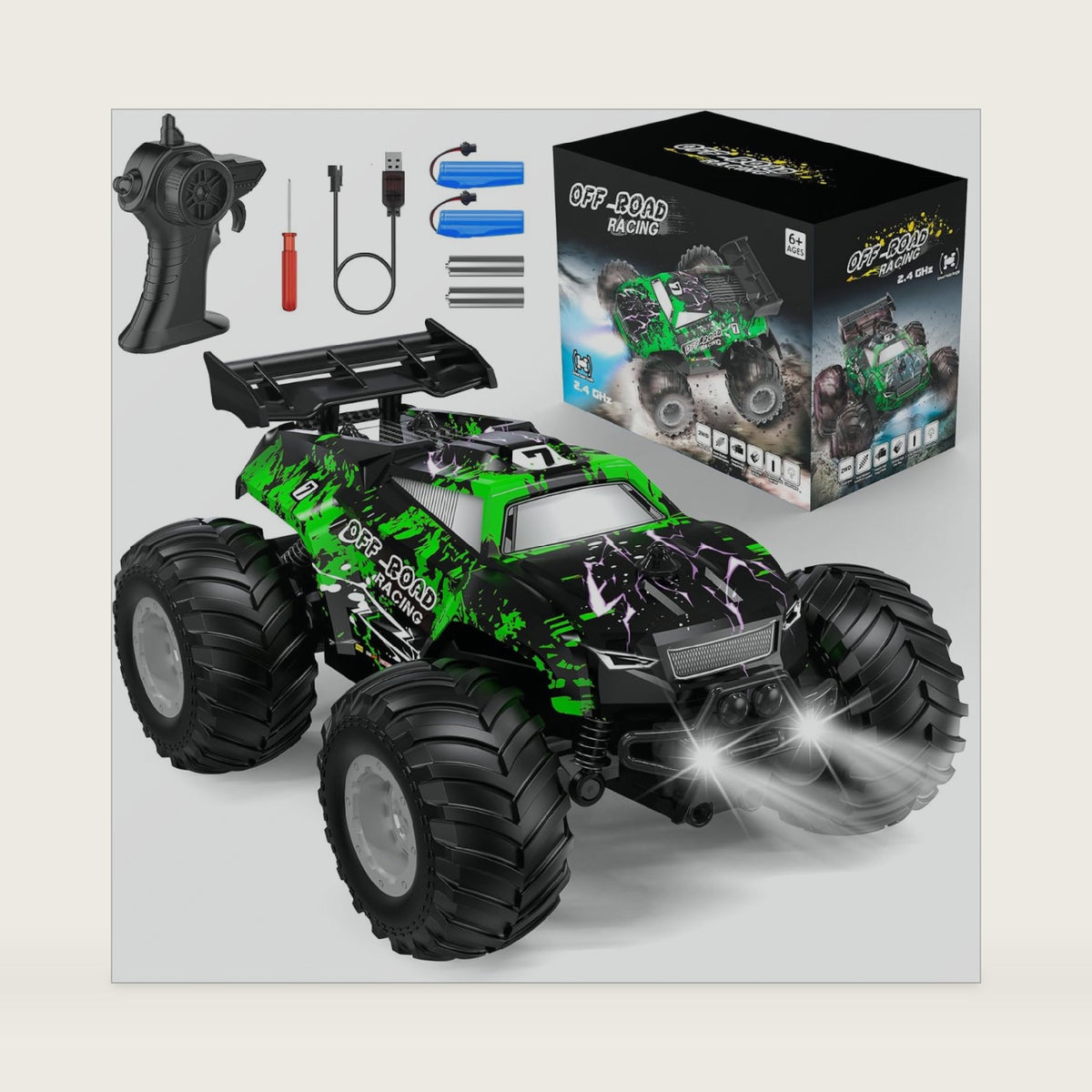 All-Terrain Remote Control Car for Boys Christmas Rechargeable Green