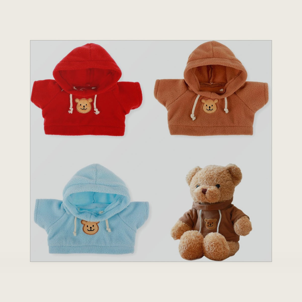3 Pcs Build a Bear Clothes, Stuffed Animal Clothes Bear Hoodie Sweater Cute Tiny Clothes Fit Most 12-16 Inch Bears Make Your Own Plush Bears Outfits Accessories (red, blue, brown)