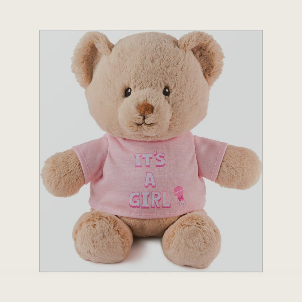 “It's a Girl” 12-Inch Message Bear with Pink T-Shirt, Ages 1+