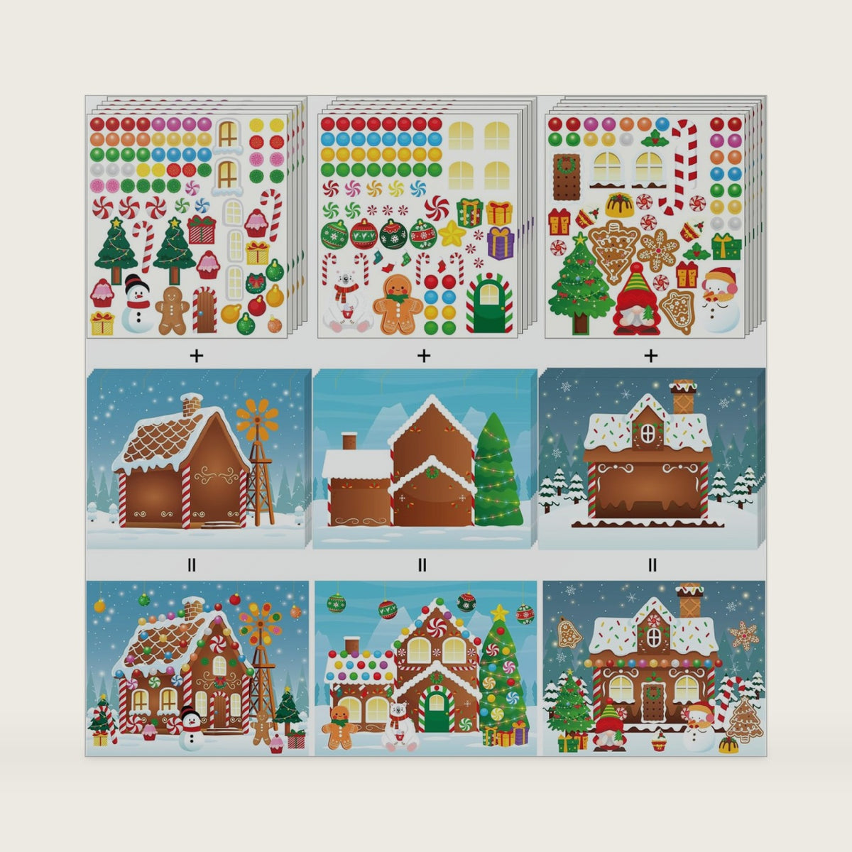 jollylife 40Pcs Christmas Crafts Gingerbread House Stickers Kit