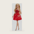 Barbie Mattel 80th Anniversary Ruby-Red Celebration Blonde Fashion Doll Wearing Red Dress with Silvery Shoes & Necklace, Collectible Toy