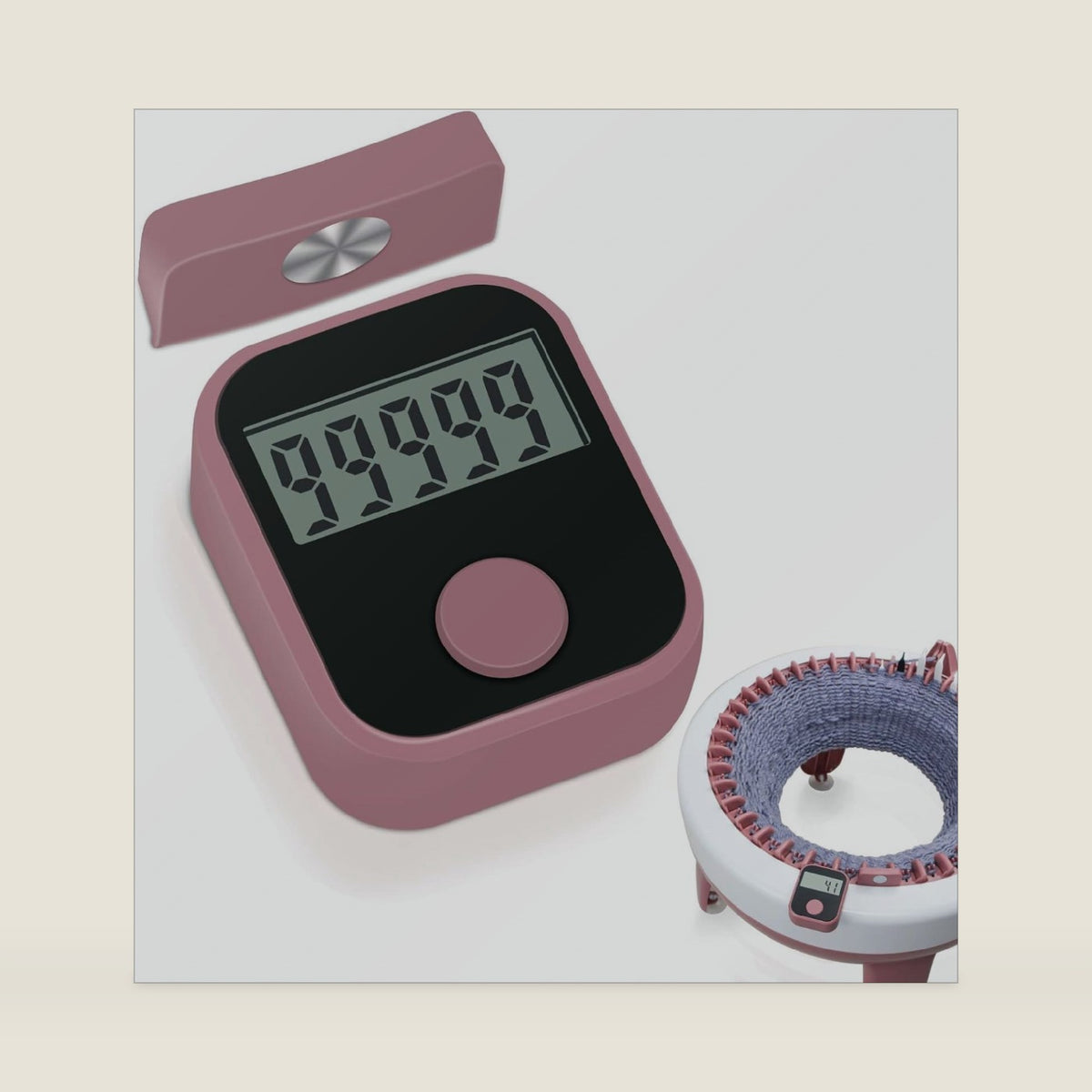 Knitting Machine Counter, Heyseri Row Counter for Knitting Machine - Attachable Magnetic Suitable for 32.40.48 Needle Row Counter - Pink
