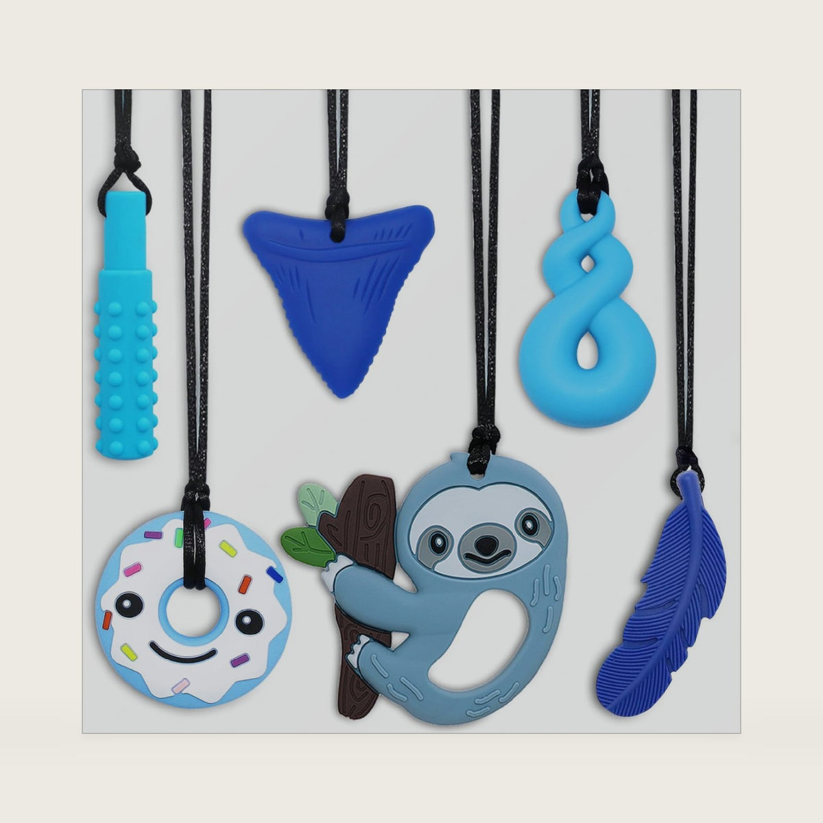 Chew Necklaces for Sensory Kids Boys Girls, Chewy Necklace Sensory Toys for Kids with Autism 6 Pack, Silicone Oral Motor Aids Chew Toys for Children Adults Reduce Fidgeting