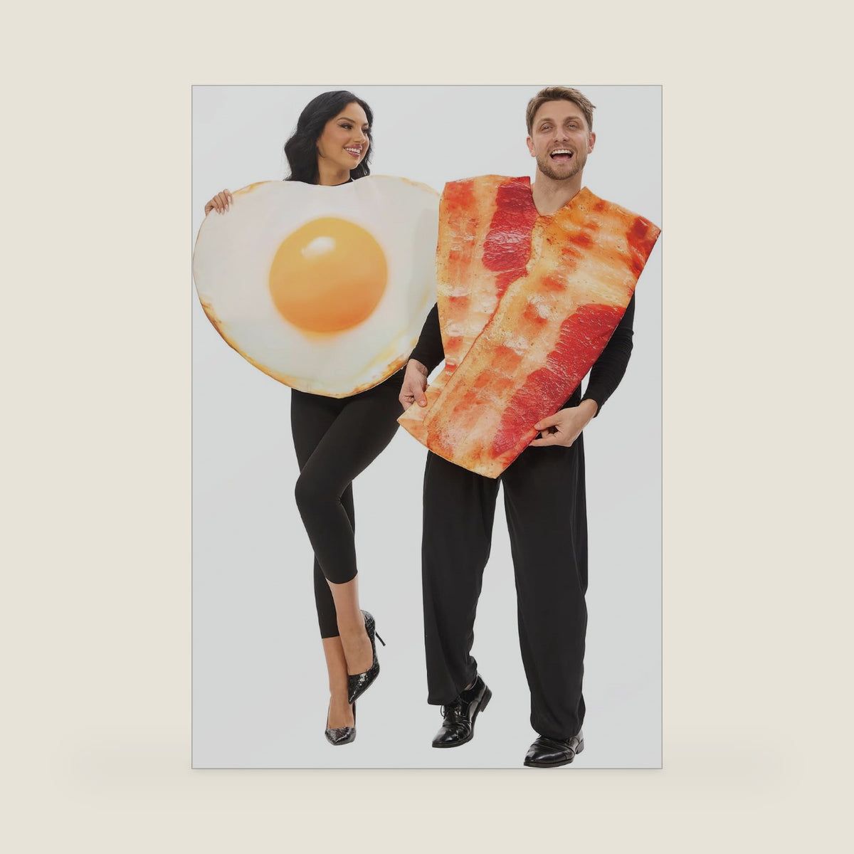 Funnlot 2PCS Couples Halloween Costumes for Adults Funny Fried Egg Bacon Couples Costumes Adult One Size