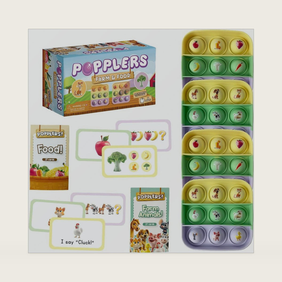 The Fidget Game Popplers, Matching Memory Game for Toddlers Early Learning