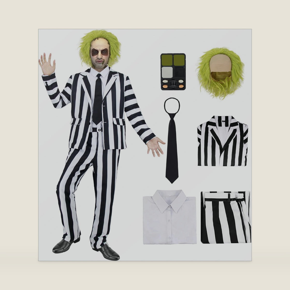 Adult Halloween Costumes Men Black and White Striped Suit Set