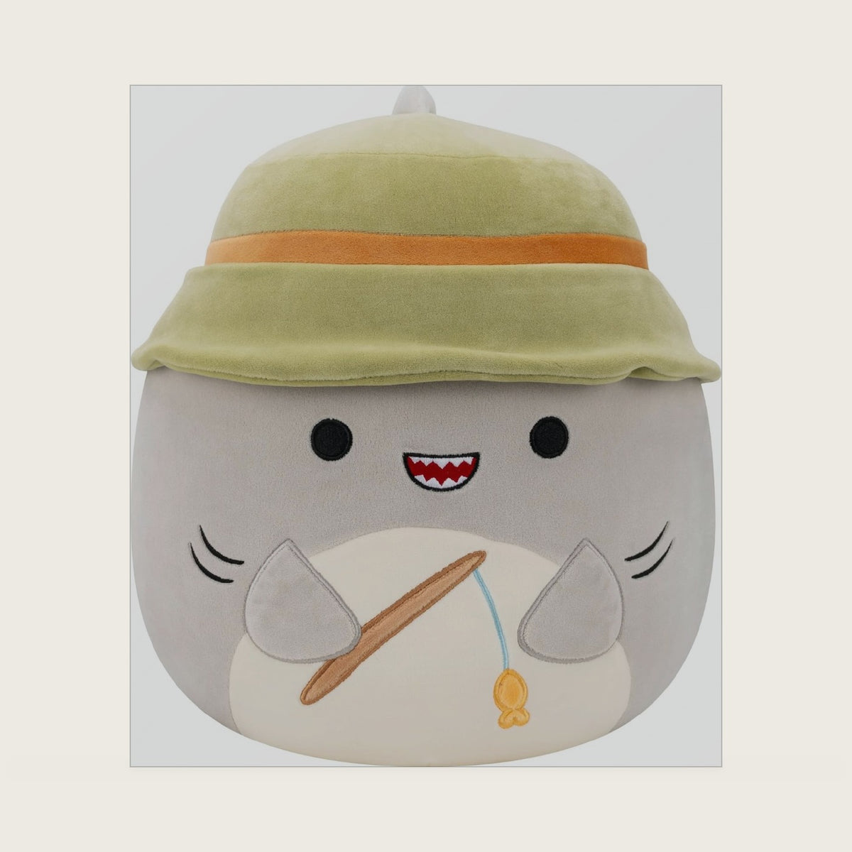 Original 12in Gordon the Grey Shark with Bucket Hat and Fishing Rod – Official Plush (Medium-Sized)