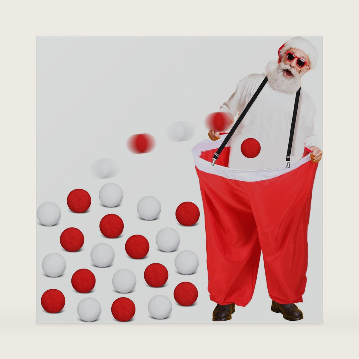 Leitee Santa Granny Pants Snowball Fight Games Red White Christmas Fake Snowball Tossing Activity Snowman Elf Christmas Party Games for Families Yard Outdoor Indoor