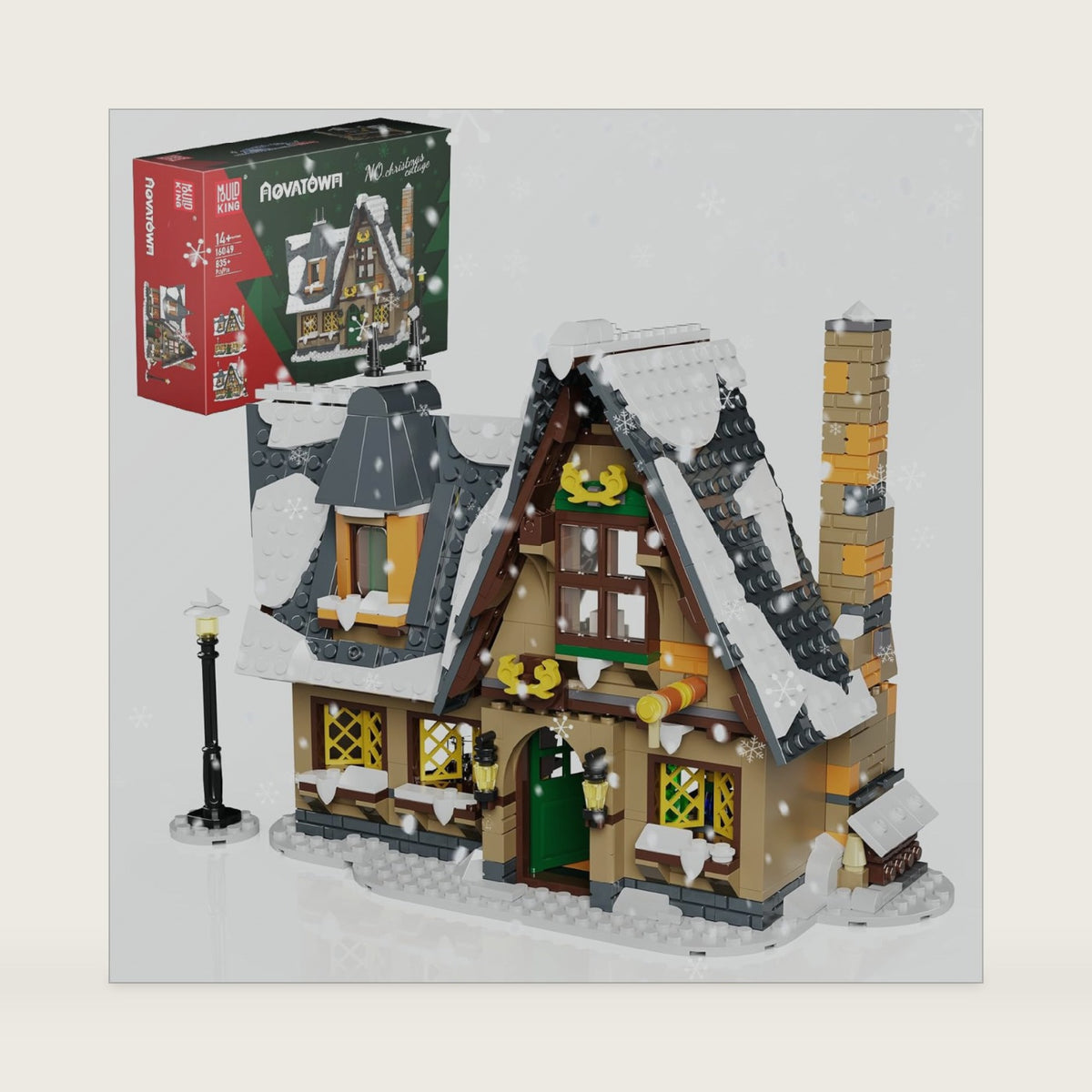 Mould King Retro Christmas Snow House Blocks Set, Build a Winter Village with Family, Holiday Cabin Collections Kit for Adults, 2025 Xmas Decoration Gifts for 14+ and Adults 16049