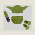 DICHA Handmade Crochet Costume- 4-Piece Set: Hat, Diaper,Booties Shoes and Accessories - Baby Photography Props for Newborns 0-3 Months - Soft Yarn Green Alien Style Baby Photo Prop