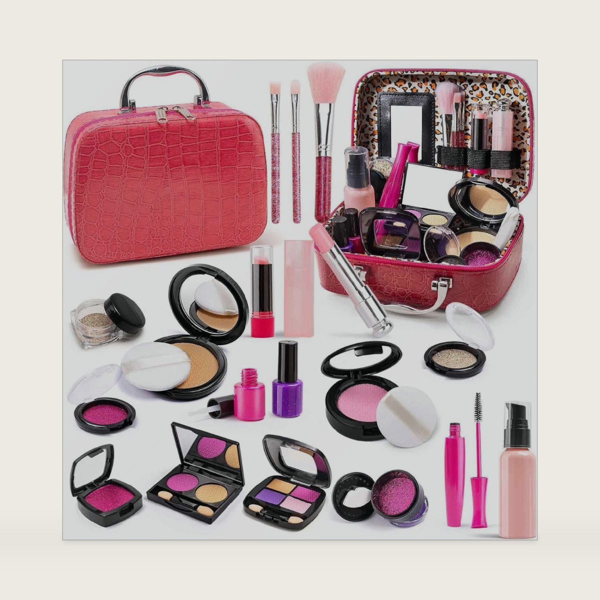 Pretend Play Fake Makeup Set for Kids Toddlers 3-8, Birthday Gift for Girls