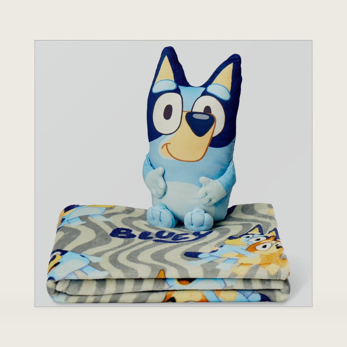 Bluey Throw & Plush Hugger Set, 50"x60" Silk Touch Blanket with 3D Character Pillow – Soft, Cozy Blanket for Kids and Toddlers