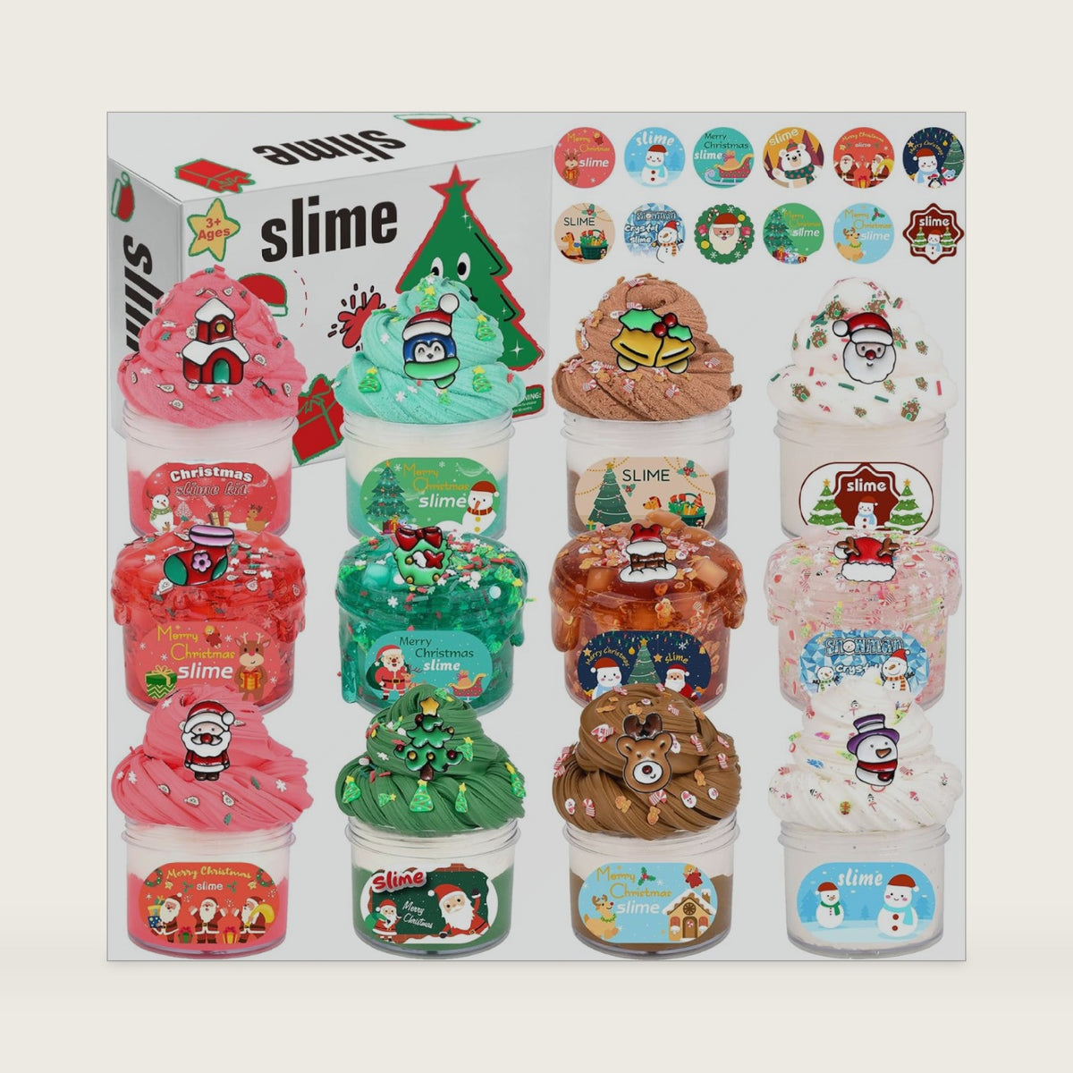 2025 New 12 Pack Mini Christmas Slime Set, Butter Cloud Jelly Crystal Slime, for Teen Girls for Kids, Christmas Toys Kit Xmas Classroom Rewards, Advent Calendar 2025 Kids