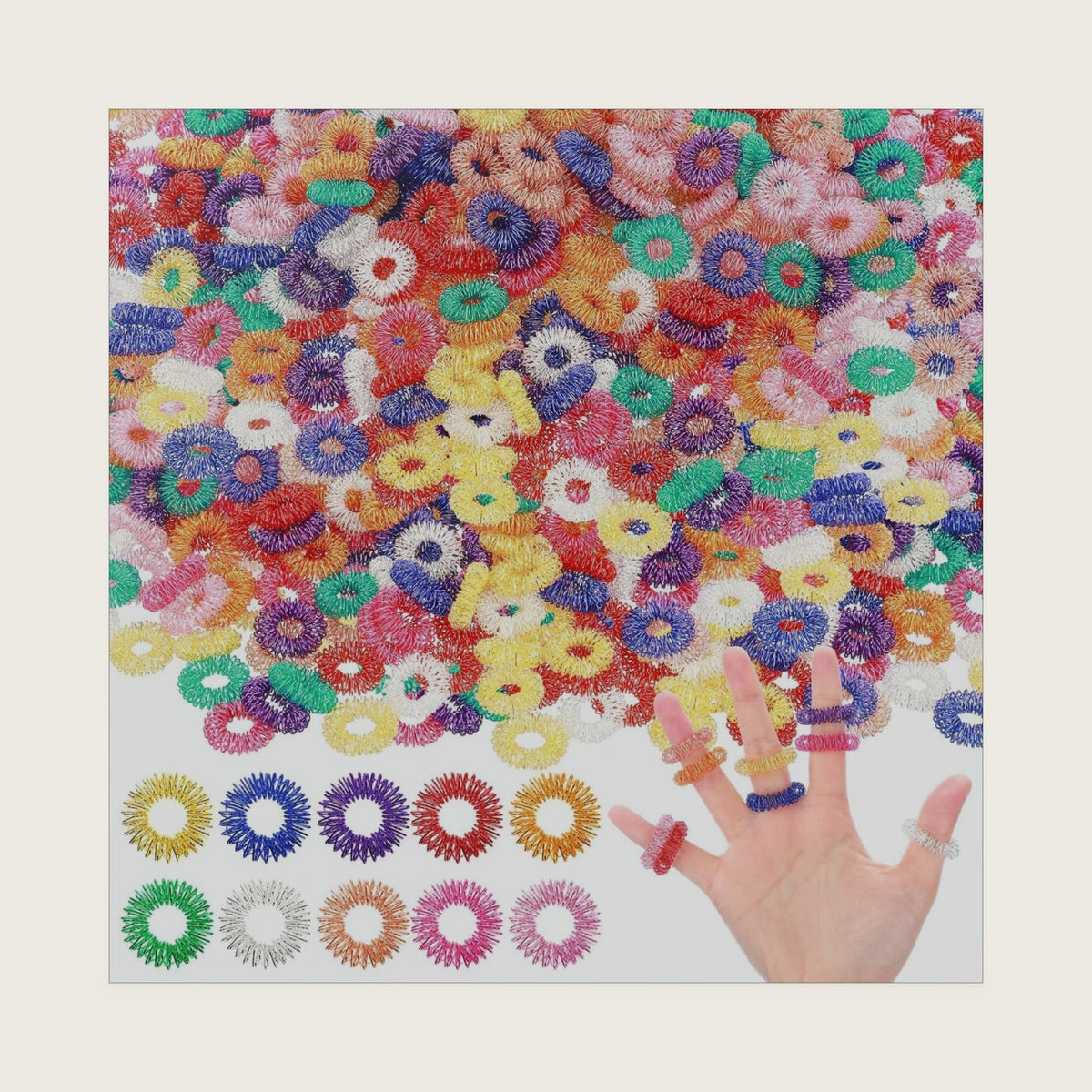 Nuogo 500 Pcs Acupressure Rings Spiky Sensory Finger Rings for Fingers