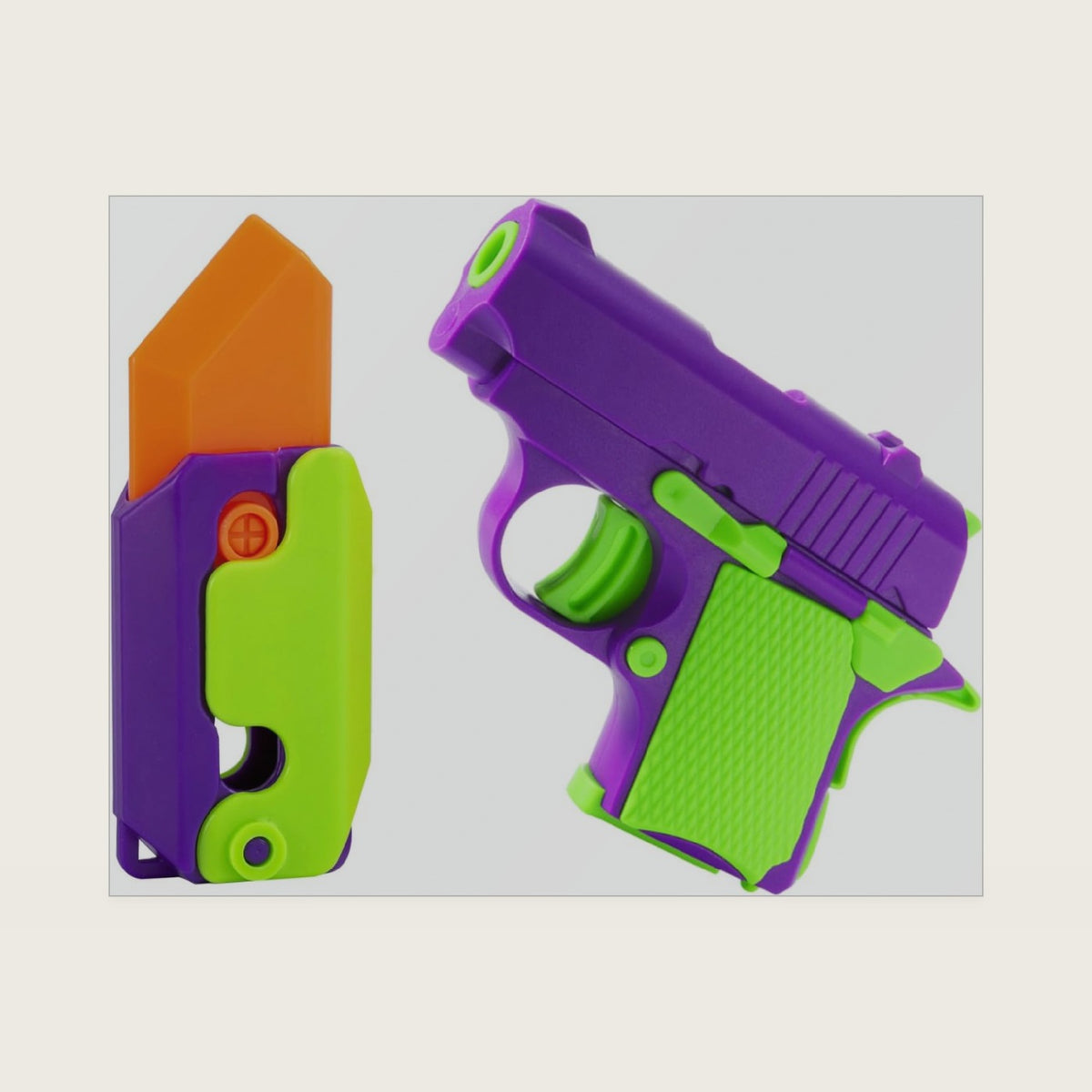 2 Pcs Fidget Gun Toys, Sensory Toys Carrot Knife & Pistol Shaped Fidget Slider, Stress Anxiety Pressure Relief Toy, Perfect Halloween Christmas Birthday Gifts for Autism and ADD Adults, Children, Kids