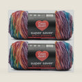 Red Heart Super Saver Bitty Stripes Crochet Yarn, Crayon Box, 2-Pack