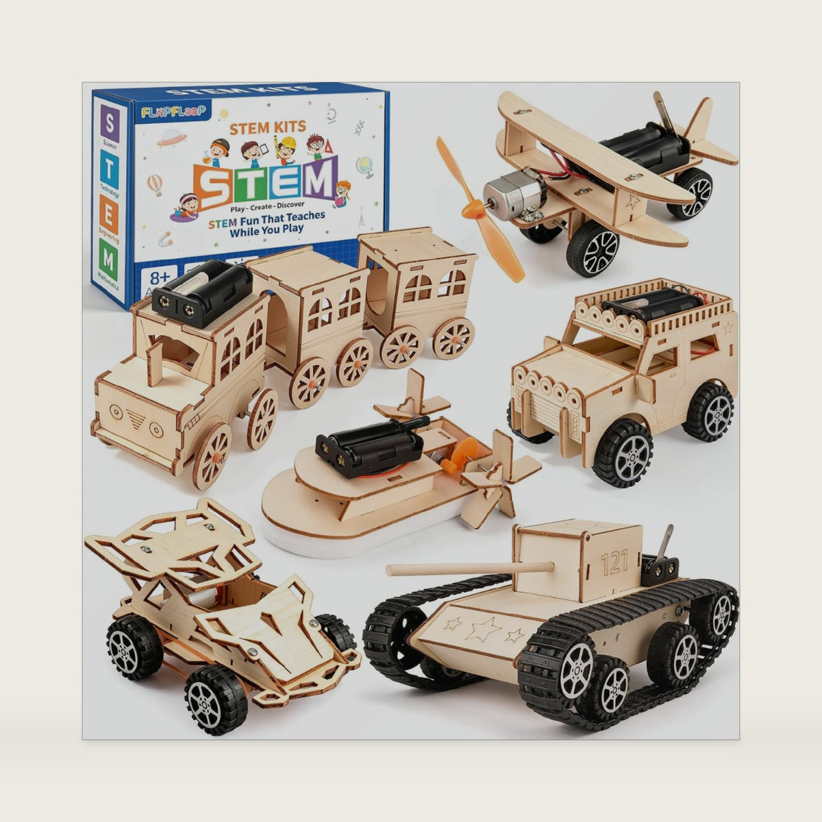 STEM Kits for Kids Age 8-12, 6-in-1 Model Car Kits, STEM Building Toys