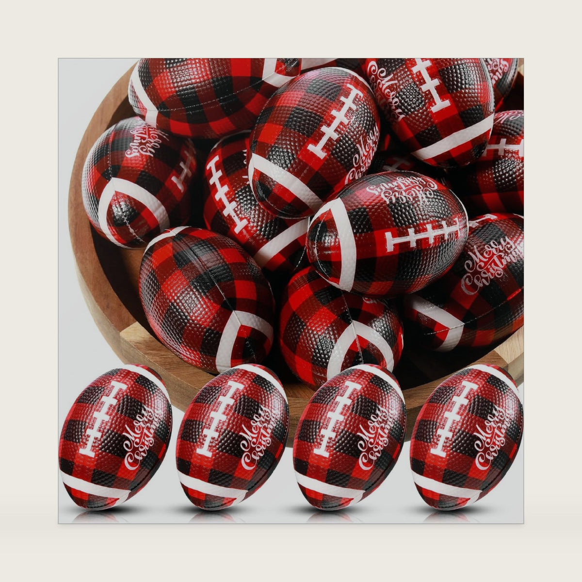 Jerify 48 Pcs Christmas Mini Football Foam Squeeze Balls, Red