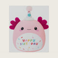 SQEQE Axolotl Stuffed Animal Toy Happy Birthday Axolotl Plush Cute Pink Birthday Plushies Doll Home Decor for Kids Girls Boys 10 Inch
