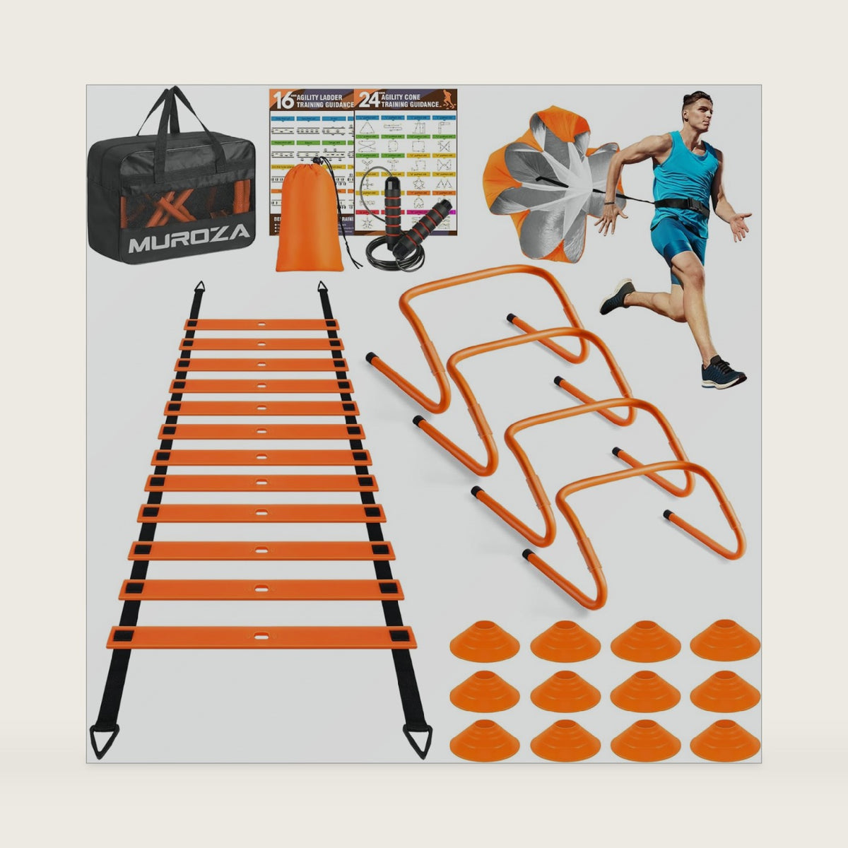 Agility Ladder, Agility Speed Training Equipment Set, 20ft Speed Ladder