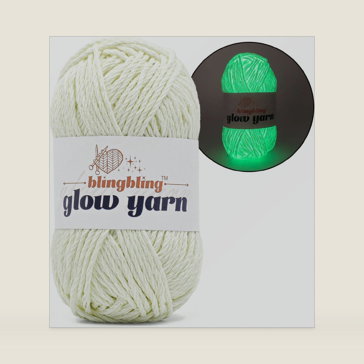 Glow in The Dark Yarn - 100g/3.5oz Photoluminescent White DK #3 Light Weight, Beginner-Friendly Crochet & Knitting Supplies