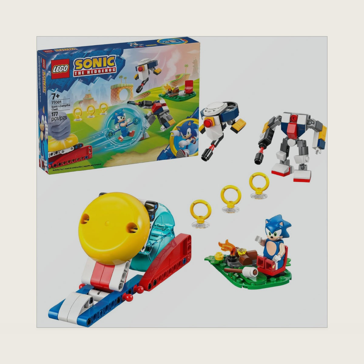 Sonic the Hedgehog : Sonic’s Campfire Clash, Collectible Gaming Toy for Kids and Video Game Fans, Fun Buildable Playset for Boys and Girls Aged 7 and Up 77001