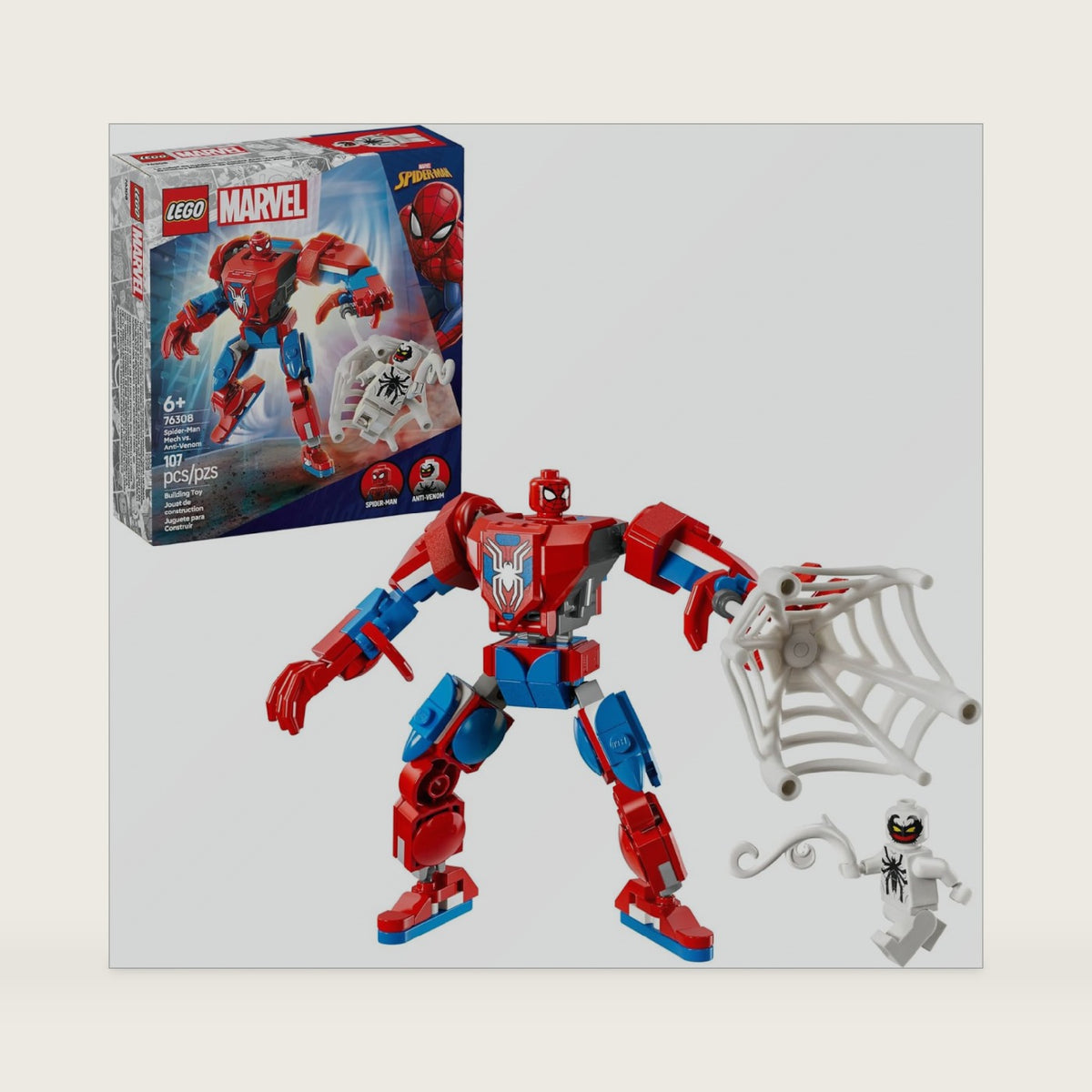 LEGO Marvel Spider-Man Mech vs. Anti-Venom Building Toy Set - Spider-Man Toy for Kids, Boys and Girls, Ages 6+ - Buildable Action Figure - Superhero Gift for Birthday - 76308